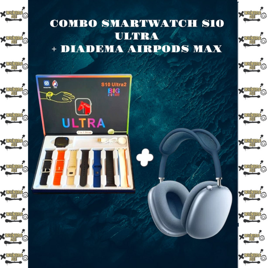 COMBO SMARTWATCH S10 ULTRA2 + 7 PULSOS + DIADEMA AIRPODS MAX